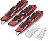 fixson Retractableユーティリティナイフ6 inメタル( 3パック)ボックスカッターwithラバーハンドルグリップと3位置ロックブレード – Perfect趣味ナイフ、プロジェクトと切