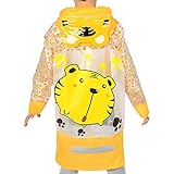 （ヤンググロリ）YOGLY タイガー レインコート 子供 キッズ ランドセル対応 透明 こども 用 レインコート ポンチョ かわいい フラワー レインウェア ベビー用レイングッズ サイズ