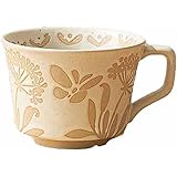 MJKQ9 マグカップ スープカップ コーヒー 花模様 おしゃれ かわいい ナチュラル 洋風 和食器 食洗機対応 set2 電子レンジ使用可 ギフト プレゼント お家カフェ 父の日 母の日 スタイル1-ベージュ お祝い 内祝 結婚祝い 出産祝 引越し