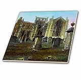 3drose Scenes from the Pastマジックランタン – ヴィンテージスコットランド履歴Melrose Abbey Circa 1890 Scotland – タイル 8-Inch-