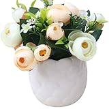 Outflower　盆栽　陶器　シルクフラワー　人工観葉植物　家庭装飾品　園芸用品　植木鉢　プレゼント　贈り物　単品　雑貨　可愛い　ホワイトセラミック　人工観葉植物盆栽　植木鉢