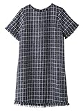 Angeliebe エンジェリーベ マタニティ ワンピース 授乳口 付 ツイード フリンジ ワンピ 妊婦服 産前 産後 半袖 M ～ Ｌ ネイビー チェック