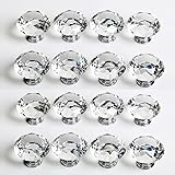 Seacan 引き出しノブ ドア取って 取手 ハンドル ツマミ 16個セット クリア クリスタルガラス ダイヤモンド形 食器棚 キャビネット 戸棚 ねじ付き お洒落 インテリア (クリア) (クリア)