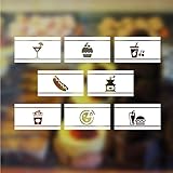 カフェショップサロンバーのセットウィンドウグラフィックスサインビニールステッカー、L 8PCS