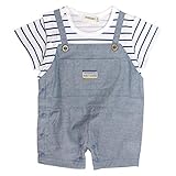 ロンパース 夏服 ベビー 男の子 半袖 Tシャツ カバーオール デニム-ブルー 70cm