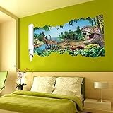 Ryuan Jurassic Park Dinosaur Scrolls Picture Wall Sticker Home Decorative for Living Room(35"*20") [