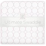 SwaddleDesigns Ultimate Swaddle Blanket, Made in USA, Premium Cotton Flannel, Pastel Pink Mod Circle