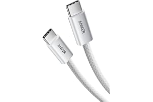 Anker Zolo USB-C & USB-C ケーブル (240W, 高耐久ナイロン) 1.8m ホワイト iPhone 17 / 16 / 15 Galaxy iPad Pro MacBook Pro/Air 各種対応