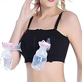 Meily ハンズフリー 搾乳器 ブラ 電動さく乳器使用時に両手が自由になり、他の事ができるようになるブラジャー (L, ブラック)