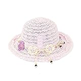 （アダ二ナ）Adanina ベビー用ハット 夏帽子 可愛い 蝶結び 麦わら帽子 子供用ハット キッズ 帽子 レース ペーパーハットサンバイザー子供 つば広帽 ボーラーハットアウトドア お出かけに 紫外