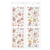 eシール 耐水 キラキラ シルバー箔 金箔 食洗機対応 剥がしやすい フィルム素材 (2, ジョージ フード＆エンジョイ2柄セット(シール70枚入）)