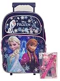 2015 New Disney Frozen Elsa & Anna Large Rolling Backpack with Stationery Set [並行輸入品]