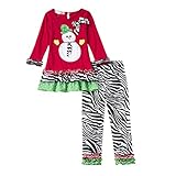 Linyuan Girls Cute クリスマス Snowman Costume Long Sleeve Top Shirt + Trouser 服セット