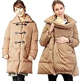 Sweet Mommy 抱っこ対応 ママコート ダッフル風 マタニティ 上質ダウン90％ 襟2WAY ダッカー付き あったか プレミアムダウン トグルボタン ポケット付き 軽量 産前産後兼用/ LL 