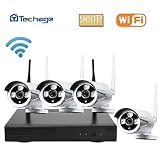 Techage Wifi/ Wireless CCTV System Outdoor/ Indoor, 960P WIFI CCTV System 4CH 1.3MP Wireless NVR + W