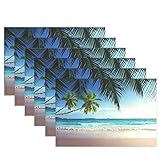 wihveプレースマットWipeableダイニングPalm Tree Beach Seawave Sunshineホワイトクラウドとブルースカイ 12 x 18 inch