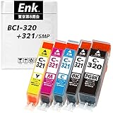 BCI-321(BK/C/M/Y)+320(PGBK)/5MP【5色セット/320のみ顔料】CANON互換インク 残量表示あり 最新ICチップ搭載 国内梱包検品済み 【Enk】製 対応機種:MP990 MP980 MP640 MP630 MP620 MP560 MP550 MP540 MX870 MX860 iP4700 iP4600 iP3600