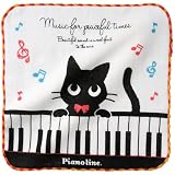 Piano line 無撚糸ガーゼハンカチ ピアノ＆ねこ