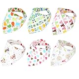 Limi　ベビー用　三角　バンダナ型 　よだれかけ　スタイ　ビブ　6枚セット　綿100%　2層タイプ　スナップボタン式　サイズ調整可能 (女の子)