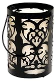Gerson 7 "ブラックメタルFlourish Lantern withビスクLED照明付きFlamelessインドア/アウトドアPillar Candle