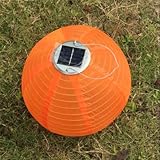 Jimeng　直径30CM　防水　ソーラー発電　提灯　ランタン　イルミネーション　太陽光パネル搭載　和風　折り畳み式　オレンジ