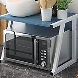 キッチン棚、白いフレーム、中国風、青い木製の素材、多層の多機能省スペース収納ラック、サイズ51x35x37cm スペースを節約 (Color : Blue)