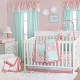 Mint Green and Coral Patchwork 3 Piece Baby Crib Bedding Set by The Peanut Shell by The Peanut Shell