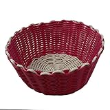 フルーツバスケット、hmaneラウンドプラスチックHand Wovenフルーツストレージバスケット食品Servingバスケット 22*22*10cm レッド OYAP1341174TDKA364