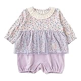 ( チャックル ) chuckle * スウィートガール * 重ね着風 小花柄 長袖 カバーオール パープル 80cm P2946-80-80