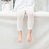 かわいい レース編み タイツ レギンス ベビー キッズ 女の子 ガールズ おしゃれ 発表会 (９分丈レギンス80-90cm, ホワイト)