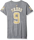 NFL Girls 7 – 16ドリュー・ブリーズNew Orleans Saints Girls – メインストライプVネックPlayer Name半袖Tシャツ、ヘザーグレー、M ( 10 – 12