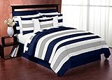 [スウィートジョジョデザイン]Sweet Jojo Designs Navy Blue, Gray and White Childrens, Teen 3 Piece Full / Queen Str