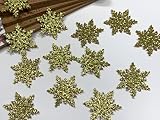 and.A ワッペン 布フレーク デコ材料 雪の結晶 20枚セット スノーフレーク ゴールド シルバー ブルー モチーフ アップリケ ハンドメイド (ゴールド)