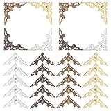 PH PandaHall コーナー金具 ボックスコーナー 装飾金具 160枚入り アンティーク調 台座 フォトフレーム 木箱の飾り DIY 手芸