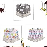 MUSTY　よだれかけ　 スタイ バンダナ フリンジ　飾り 　お食事エプロン スナップビブ よだれカバー 3枚セット 調節可能 コットン 厚手スカーフ風 可愛い 　ドット柄　花柄　波　鳥プリント　　出