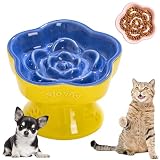 陶器 早食い防止 食器 犬 傾斜 犬 早食い防止 小型犬 中型犬 猫 早食い防止 食器 高台 犬 はや食い防止食器 小型犬 高さ 犬 餌入れ 防止吐き戻し 猫 早食い防止 小さめ 可愛い 犬 餌皿 鼻ぺちゃ猫 早食い防止 食器 食洗機対応 電子レンジ対応 (イエロー)