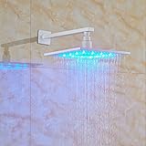 votamuta高級ホワイト仕上げLED降雨シャワーヘッド12 " Square Head Noシャワーアーム