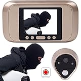 Giantree スマートドアビューア、広い視野角を持つHDデジタル穴付きカメラモバイルモニタリング機能LCDディスプレイドアベルに適したドアベル赤外線ナイトビュー