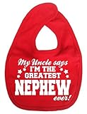 IiE, Uncle says Greatest Nephew ever, Boy Girl Unisex Feeding Bib, Red by Image is Everything