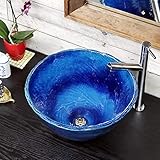 信楽焼 手洗い鉢【藍の色 深型 洗面ボール tr-2260】洗面器 陶器洗面 信楽焼 洗面ボウル 手洗器 洗面ボール トイレ用 小さい鉢 手洗鉢 陶器 洗面鉢 鉢 手洗い器 鉢 洗面シンク 洗面器 洗面台 ボール トイレ 手作り 和風 洋風 可愛い かわいい オシャレ おしゃれ オリジナル