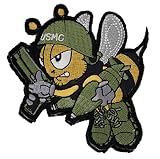 ワッペン屋Dongri ミリタリー ベルクロワッペン USMC 蜂 ワッペン マジックテープ ノーズアート風 A0046