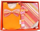 キコイ【日本製】 ベビーキッズ ギフトセット 蝶ネクタイスタイ×バンダナ×がらがら キリン ピンク KIG1102
