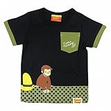 半袖Tシャツ おさるのジョージ ベビー カットソー 胸ポケット ブラック 95