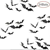 KUUQA ハロウィン ウォールステッカー コウモリ 装飾 部屋 飾り 3D立体 PVC製 パーティー 小物 リサイクル 24個