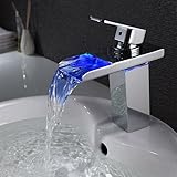 LightInTheBox LED Brushed Nickel Bathroom Sink Faucet Water Flow,Single Handle Single Hole Vessel La