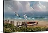 H Hargroveプレミアムシックラップキャンバス壁アート印刷題名Coastal Seagulls 24" x 16" 2406599_24_24x16_none