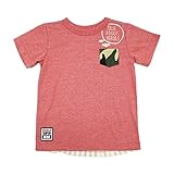 【SiShuNon/FARM】蓄光バッドTシャツ ファーム キッズ 蓄光 光る バッドストライプ 半袖Tシャツ 120 3 レッド