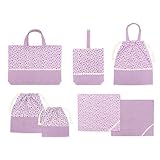 よつば洋品店オリジナル 小花柄入園入学7点セット パープル 【QO-YY273】レッスンバッグ＋シューズケース＋着替え袋＋巾着(大)＋巾着(小)＋ランチョンマット2枚