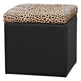 レザースツール (ヒョウ柄) 収納スツール オットマン