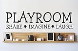 Wall Decal Quote Playroom Share Imagine Laugh Kids Room Children Parenting Toys Vinyl Sticker Home D